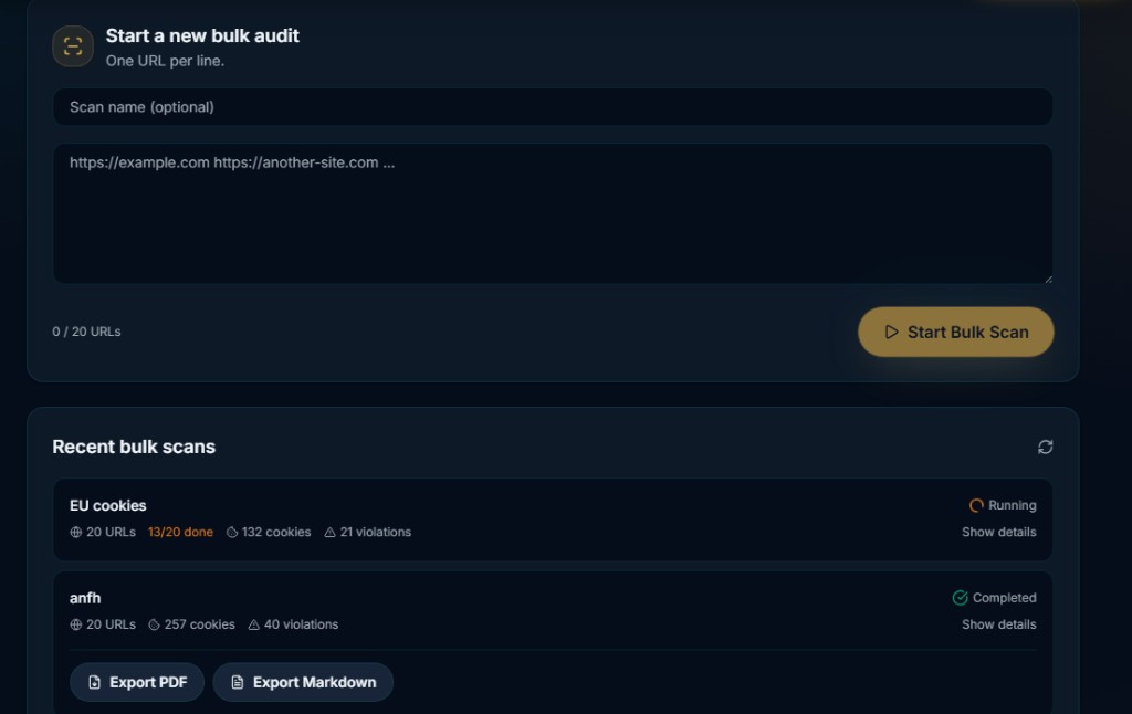 ConsentScope — bulk scan cookies i audyt zgodności przed kliknięciem „Akceptuję”