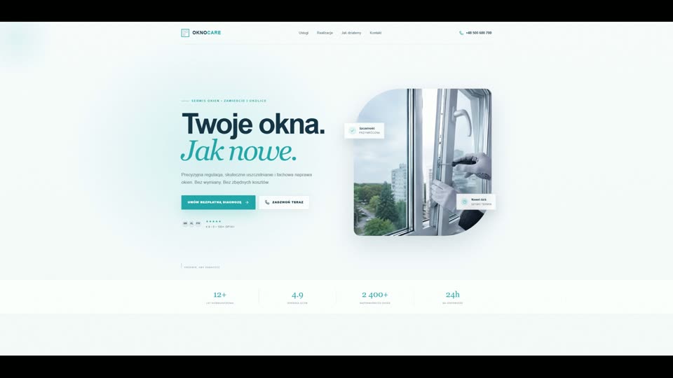 Podgląd strony Oknocare Zawiercie